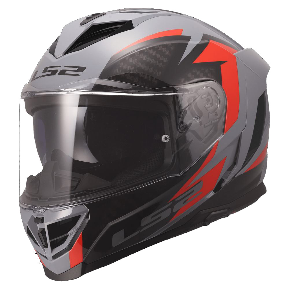 LS2 FF818 STORM III DYNAMO, MOTO ĶIVERE, pelēka, sarkana LS2 FF818 STORM III DYNAMO, MOTO ĶIVERE, pelēka, sarkana