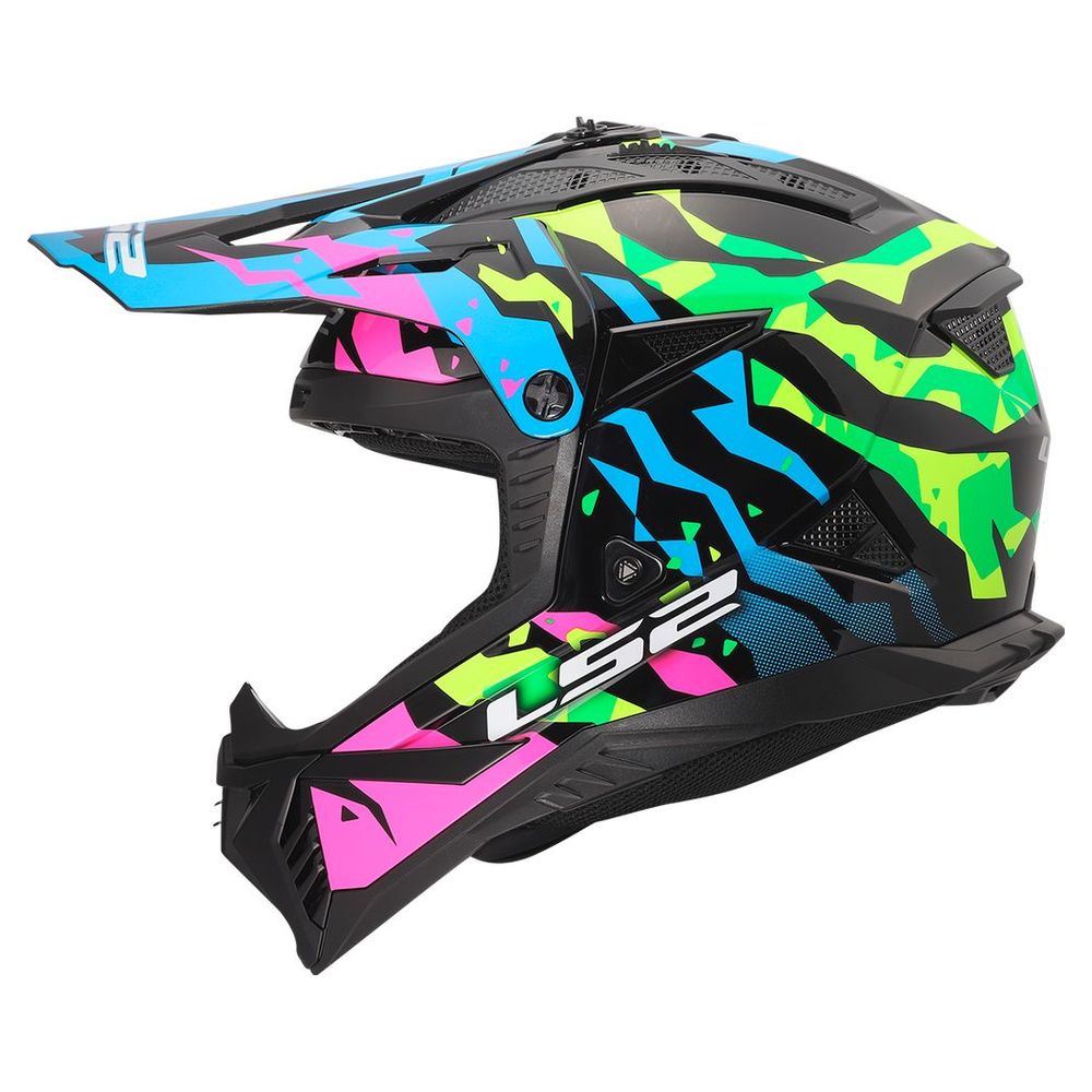 LS2 MX708 FAST II GROTESK, MOTO ĶIVERE, zila, rozā, zaļa LS2 MX708 FAST II GROTESK, MOTO ĶIVERE, zila, rozā, zaļa - Image 2