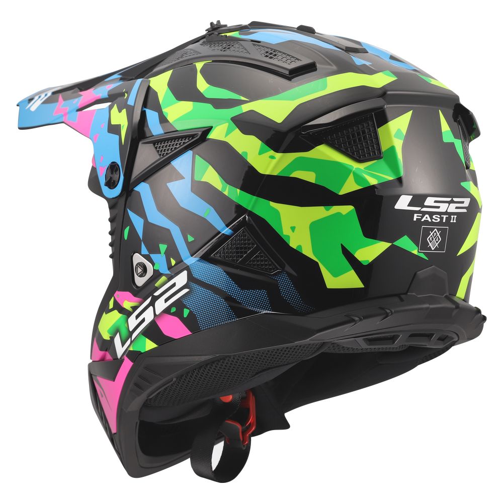 LS2 MX708 FAST II GROTESK, MOTO ĶIVERE, zila, rozā, zaļa LS2 MX708 FAST II GROTESK, MOTO ĶIVERE, zila, rozā, zaļa - Image 3