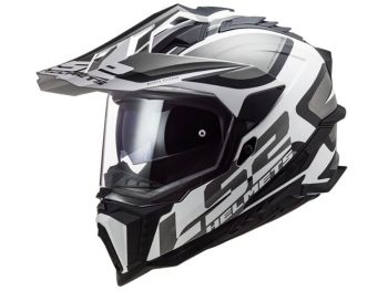 LS2 MX701 EXPLORER ALTER enduro, MOTO ĶIVERE, matēts melns-balts