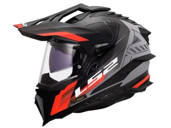 LS2 MX701 EXPLORER HEXA enduro, MOTO ĶIVERE, -melns-sarkans-pelēks