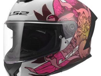 LS2 FF820 RAPID III POPPIES II, MOTO ĶIVERE, balta, rozā
