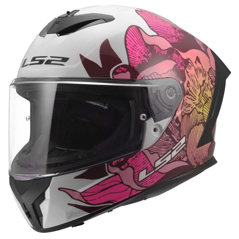 LS2 FF820 RAPID III POPPIES II, MOTO ĶIVERE, balta, rozā LS2 FF820 RAPID III POPPIES II, MOTO ĶIVERE, balta, rozā