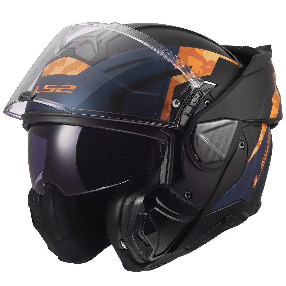 LS2 FF910 ADVANT II GLIDE, MOTO ĶIVERE, melna, oranža LS2 FF910 ADVANT II GLIDE, MOTO ĶIVERE, melna, oranža