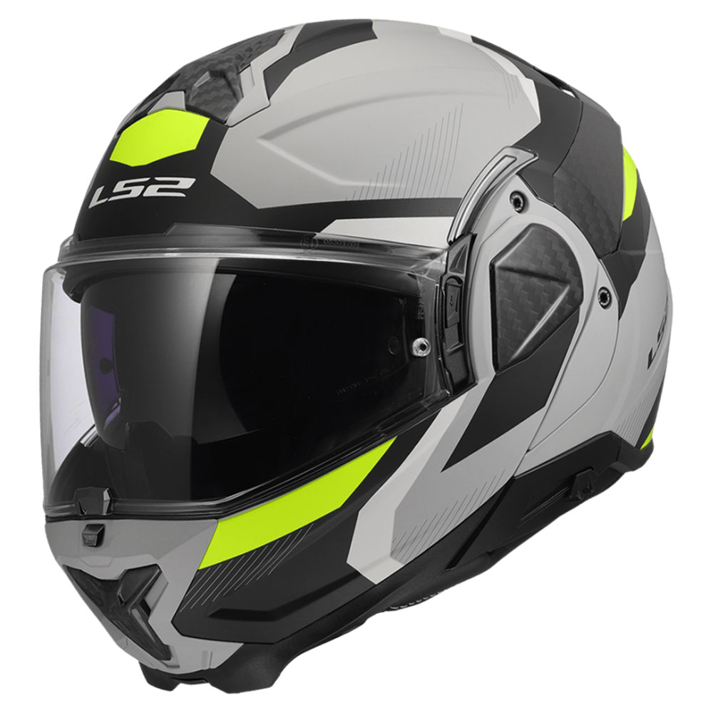 LS2 FF910 ADVANT II TRIPLE, MOTO ĶIVERE, gaiši pelēka H-V dzeltena LS2 FF910 ADVANT II TRIPLE, MOTO ĶIVERE, gaiši pelēka H-V dzeltena