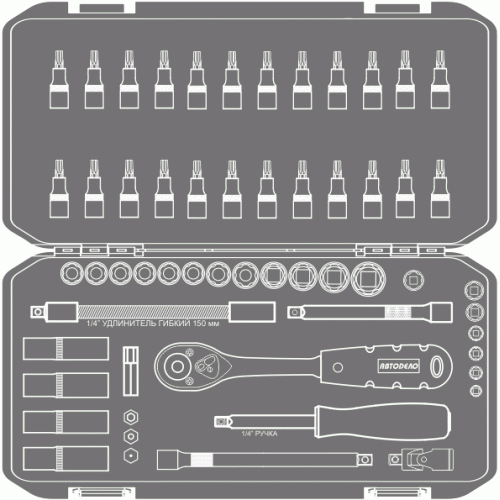 57 daļu instrumentu komplekts, 1/4" DR AMIO-39927 57 daļu instrumentu komplekts, 1/4" DR AMIO-39927 - Image 3