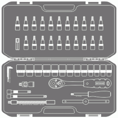 Instrumentu komplekts, 46 gab., 1/4" DR AMIO-39946 Instrumentu komplekts, 46 gab., 1/4" DR AMIO-39946 - Image 2