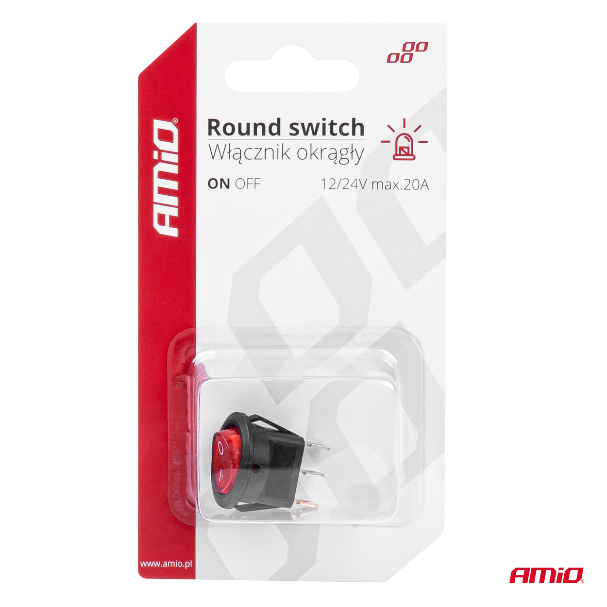 Apaļš slēdzis ar sarkanu gaismu 12/24V max 20A IESLĒGTS/IZSLĒGTS AMIO-03086 Apaļš slēdzis ar sarkanu gaismu 12/24V max 20A IESLĒGTS/IZSLĒGTS AMIO-03086 - Image 5