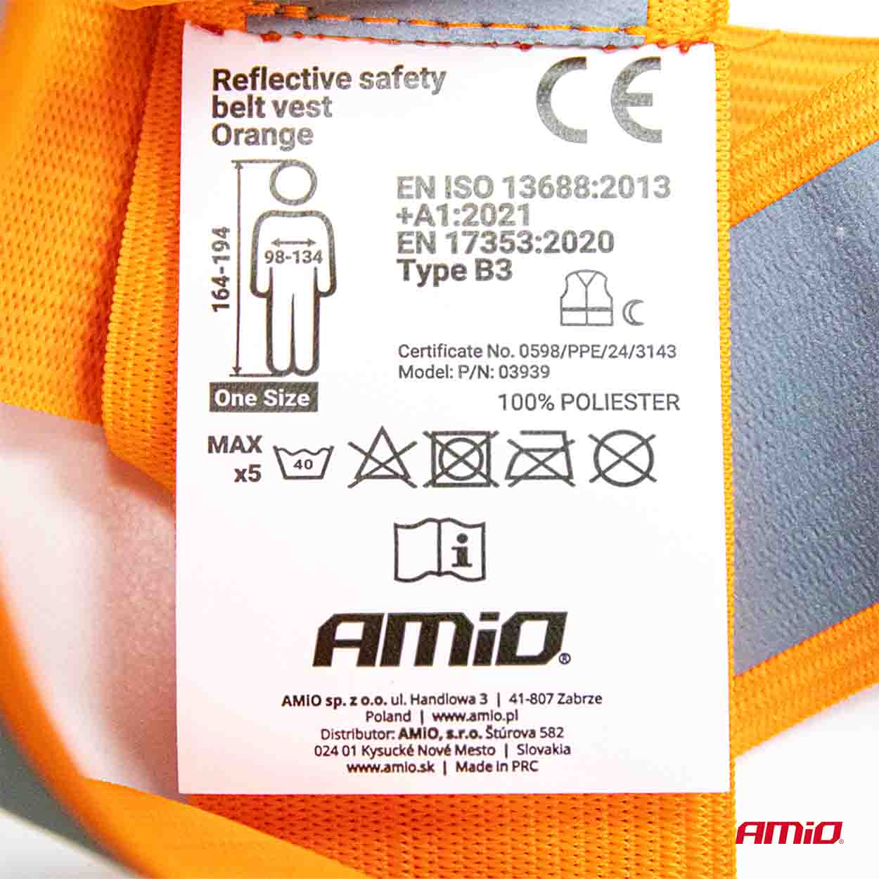 Atstarojoša drošības jostas veste oranžā krāsā AMIO-03939 Atstarojoša drošības jostas veste oranžā krāsā AMIO-03939 - Image 2