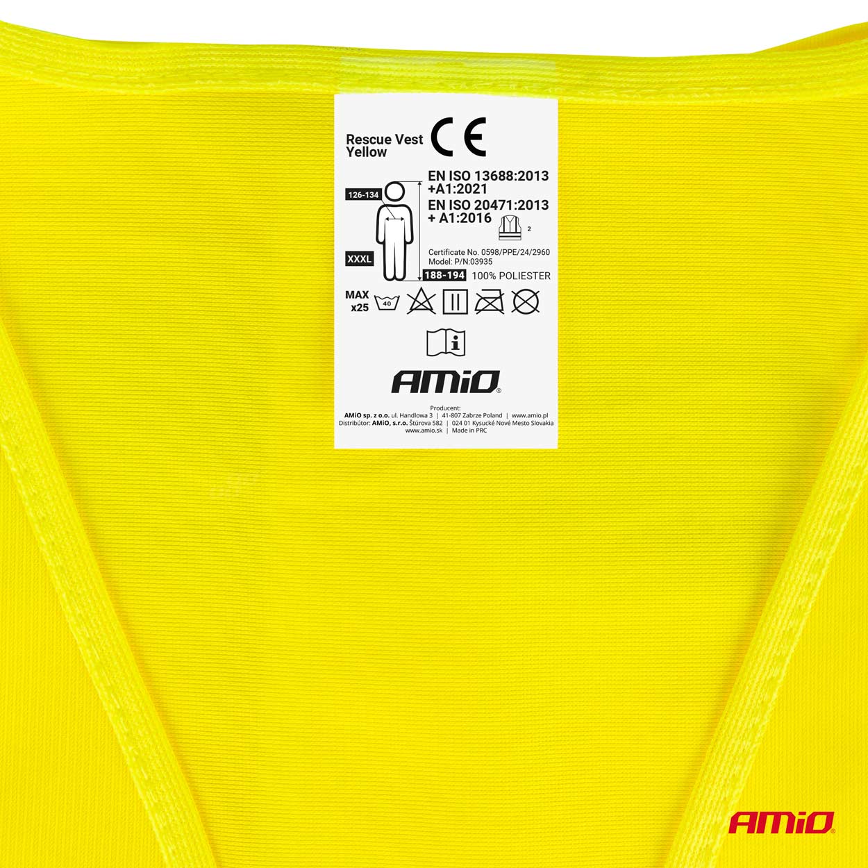 Drošības veste XXXL, dzeltena AMIO-03935 Drošības veste XXXL, dzeltena AMIO-03935 - Image 2