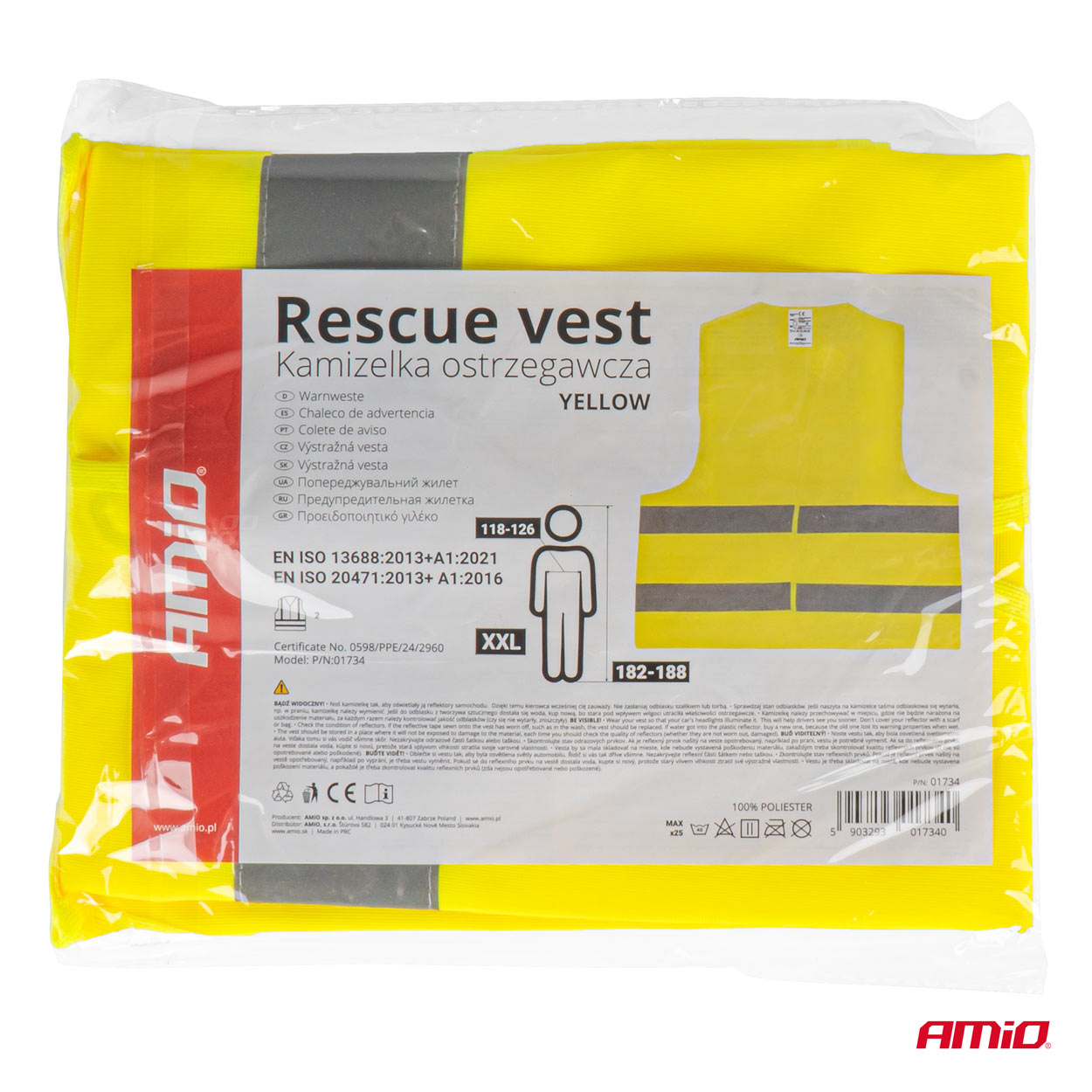 Drošības veste XXL dzeltenā krāsā AMIO-01734 Drošības veste XXL dzeltenā krāsā AMIO-01734 - Image 3