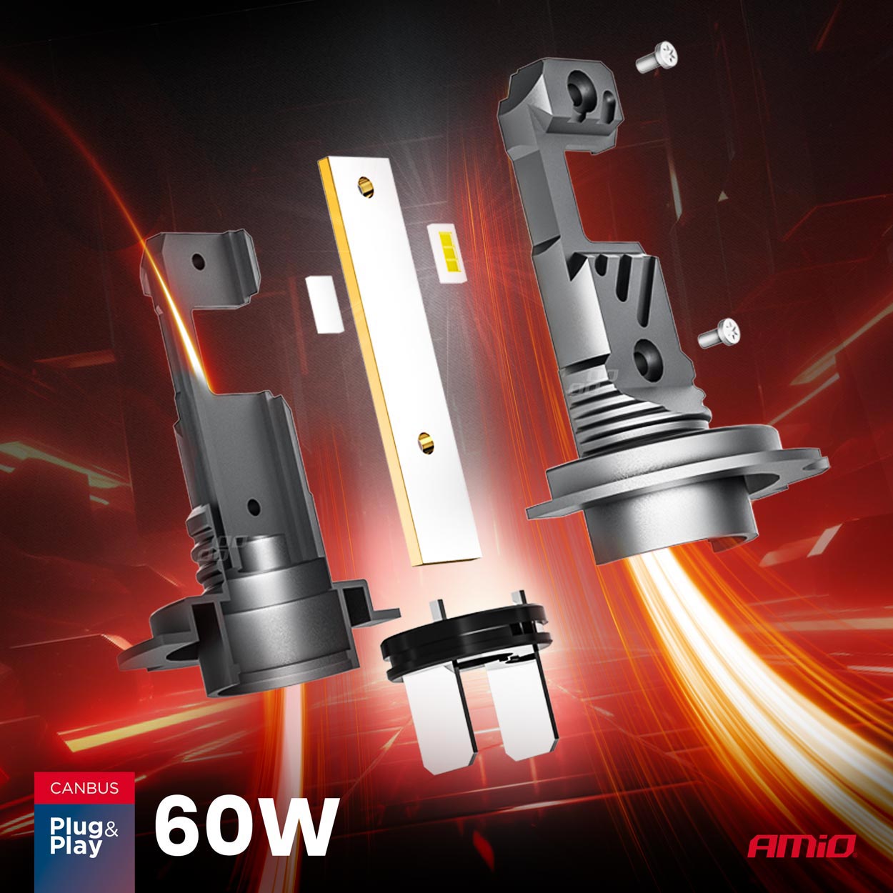 LED H7 H18 priekšējie lukturi Hybrid sērija Canbus 60W AMIO-04115 LED H7 H18 priekšējie lukturi Hybrid sērija Canbus 60W AMIO-04115 - Image 3