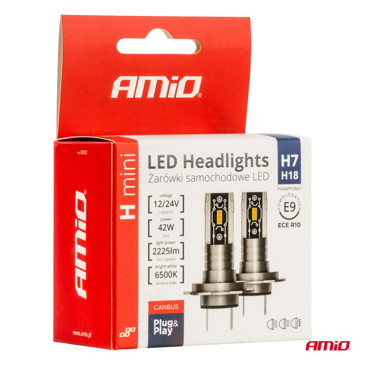 LED H7/H18 priekšējie lukturi H-mini sērija Canbus 42W AMIO-03332 LED H7/H18 priekšējie lukturi H-mini sērija Canbus 42W AMIO-03332 - Image 6