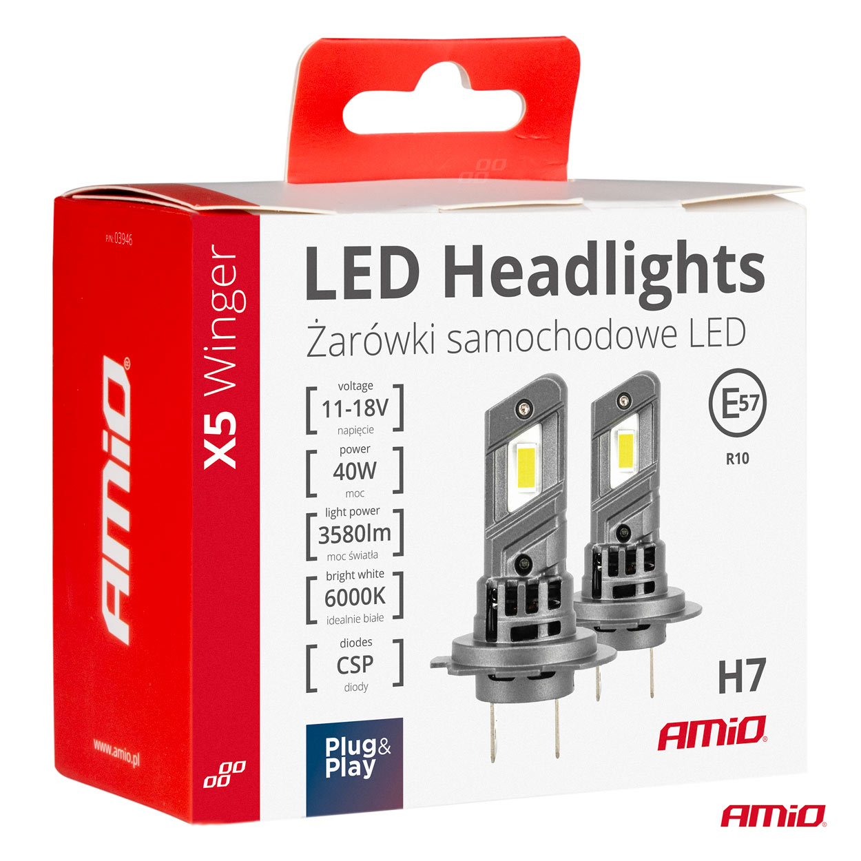 LED H7/H18 priekšējie lukturi X5 sērijai WINGER 40W AMIO-03946 LED H7/H18 priekšējie lukturi X5 sērijai WINGER 40W AMIO-03946 - Image 5