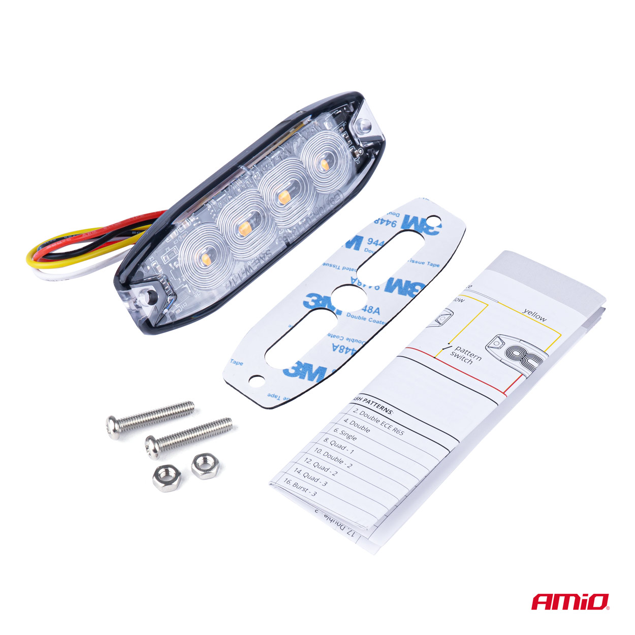 LED brīdinājuma lampa 4 LED R65 R10 12-24V AMIO-02298 LED brīdinājuma lampa 4 LED R65 R10 12-24V AMIO-02298 - Image 3