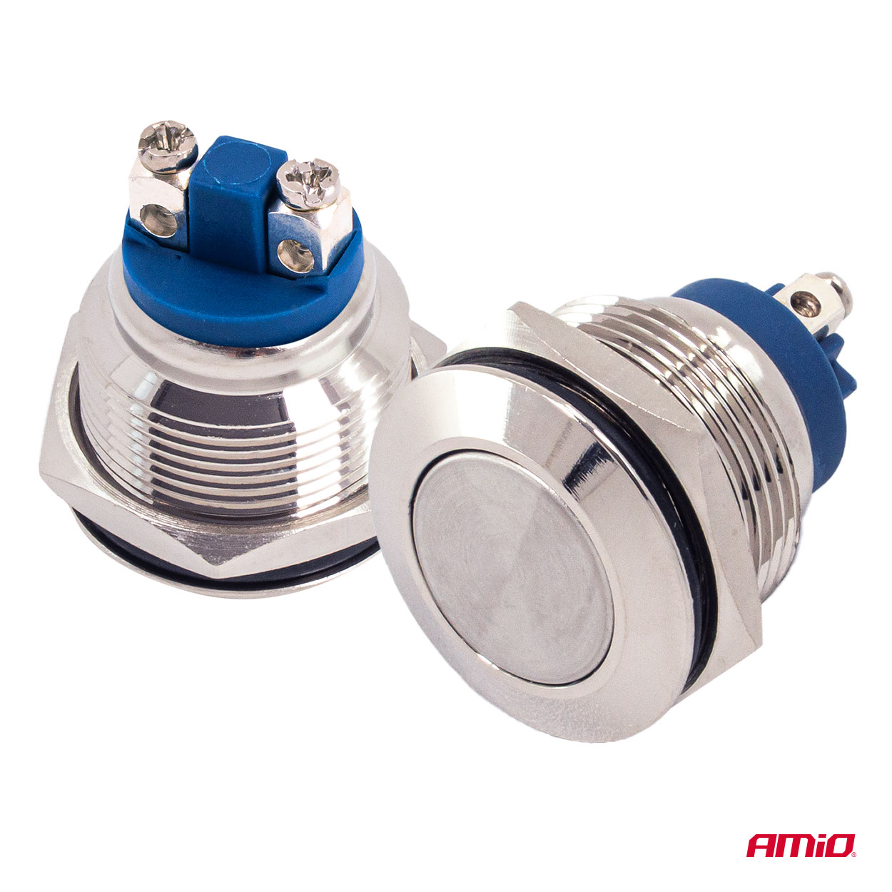 Plakana apaļa tērauda momentānā poga 19 mm, 5A, 12/230V AMIO-04436 Plakana apaļa tērauda momentānā poga 19 mm, 5A, 12/230V AMIO-04436 - Image 3