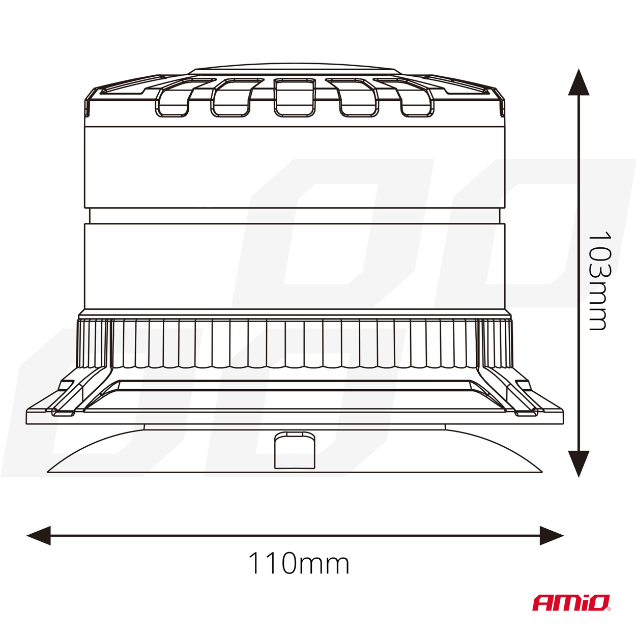 12/24 V jaudīga LED brīdinājuma lampa W29M AMIO-04110 12/24 V jaudīga LED brīdinājuma lampa W29M AMIO-04110 - Image 6