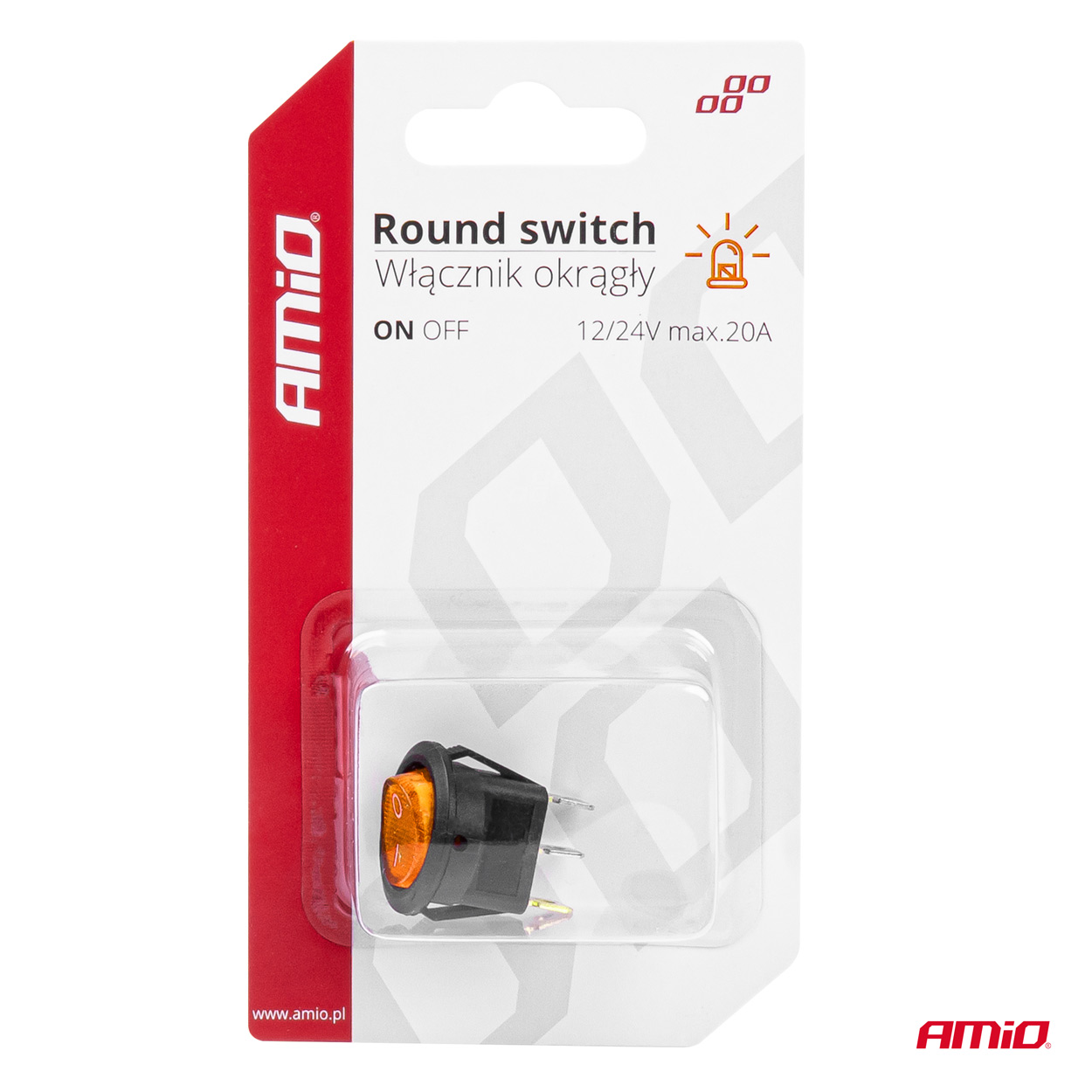 Apaļš slēdzis ar dzeltenu gaismu 12/24V max 20A IESLĒGTS/IZSLĒGTS AMIO-03085 Apaļš slēdzis ar dzeltenu gaismu 12/24V max 20A IESLĒGTS/IZSLĒGTS AMIO-03085 - Image 5