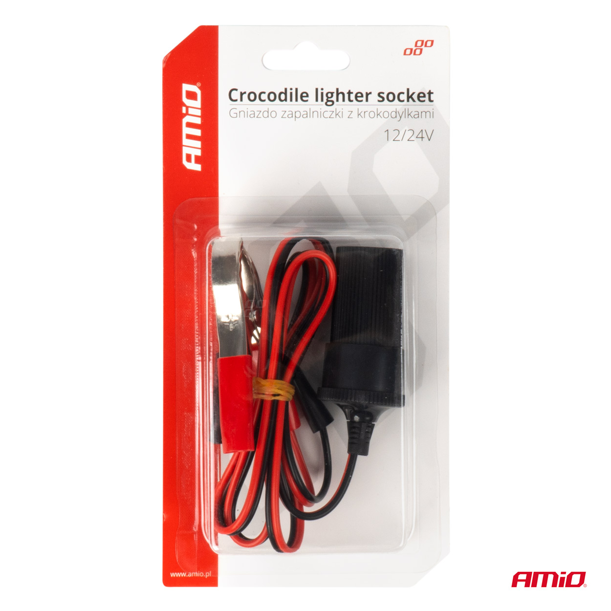 12/24V 100cm krokodila adapteris cigarešu šķiltavas ligzdai AMIO 12/24V 100cm krokodila adapteris cigarešu šķiltavas ligzdai AMIO - Image 3