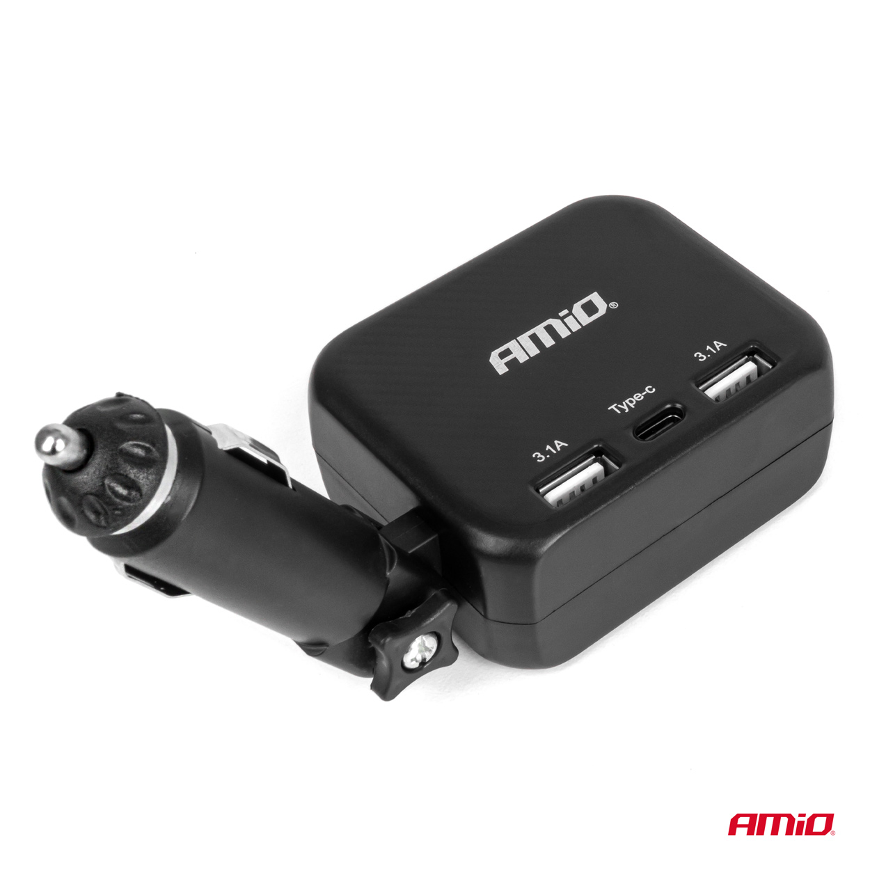Dubultais pagarinātāja ligzdas lādētājs 2x USB A 1x USB C 12/24V 100W 180° AMIO-04357 Dubultais pagarinātāja ligzdas lādētājs 2x USB A 1x USB C 12/24V 100W 180° AMIO-04357 - Image 4