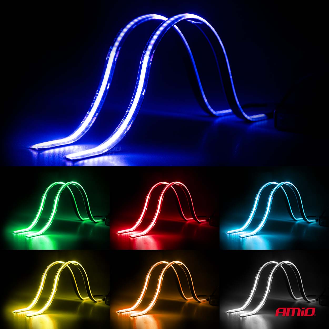 Elastīgas LED COB lentes ar kontrolieri, daudzkrāsu RGB 2x30cm 12V AMIO-04579 Elastīgas LED COB lentes ar kontrolieri, daudzkrāsu RGB 2x30cm 12V AMIO-04579 - Image 3