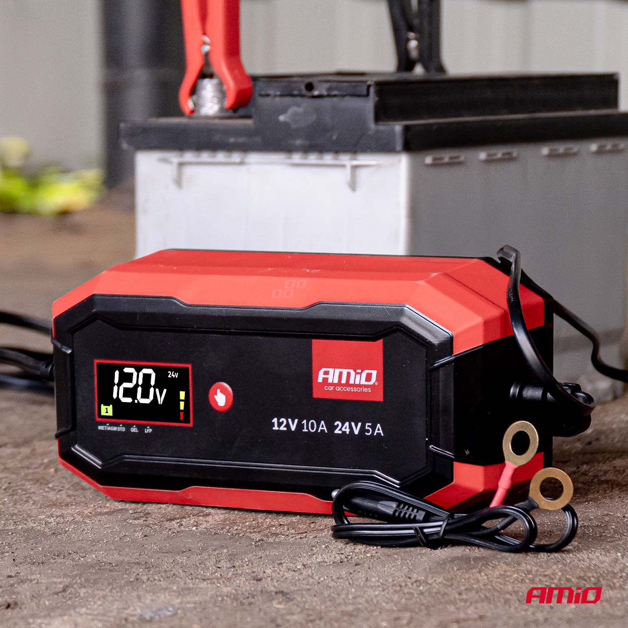 Digitālais 10A akumulatora lādētājs AGM GEL STD LiFePo4 12/24V PRO AMIO-04528 Digitālais 10A akumulatora lādētājs AGM GEL STD LiFePo4 12/24V PRO AMIO-04528 - Image 4