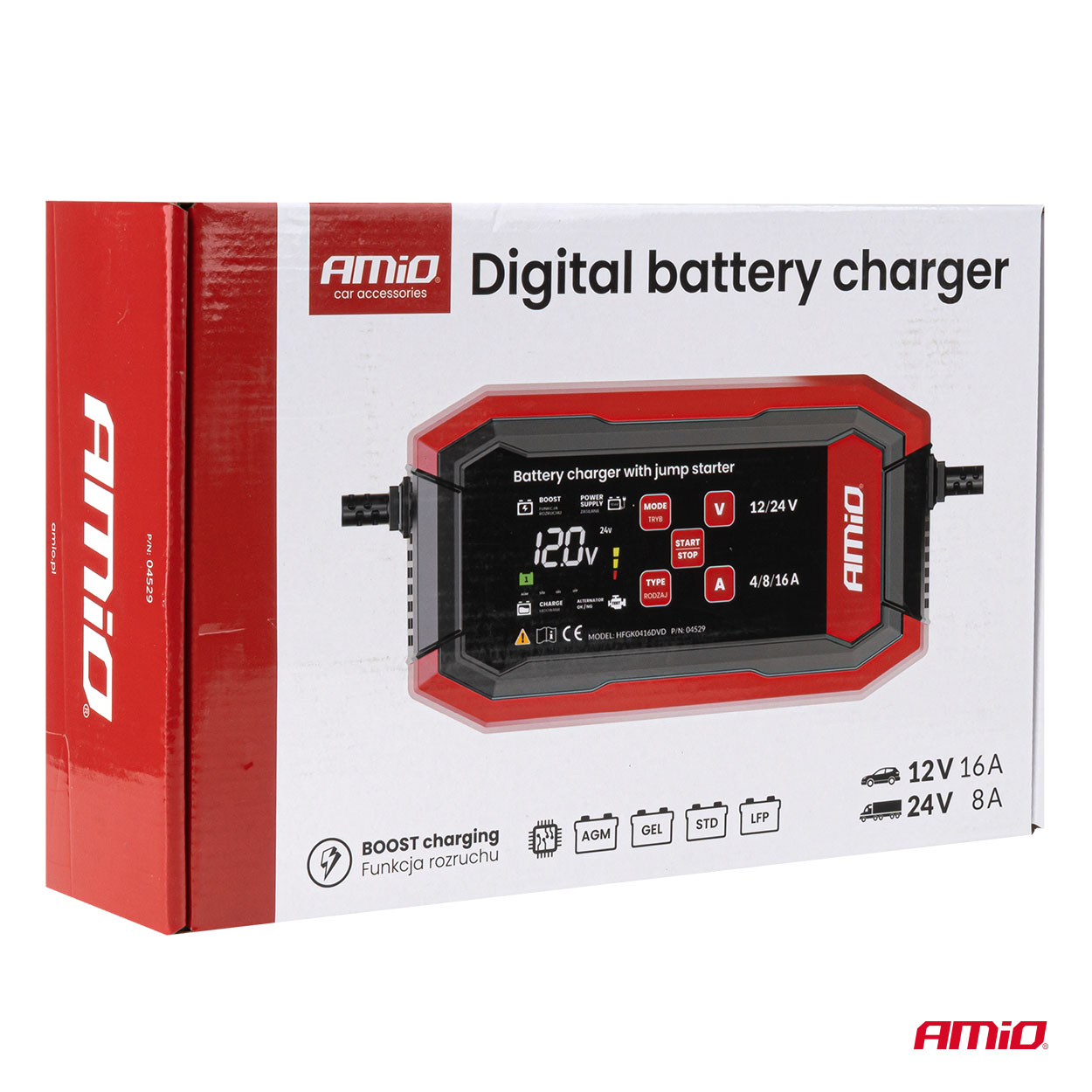 Digitālais 16A akumulatora lādētājs BOOST AGM GEL STD LiFePo4 12/24V PRO AMIO-04529 Digitālais 16A akumulatora lādētājs BOOST AGM GEL STD LiFePo4 12/24V PRO AMIO-04529 - Image 8
