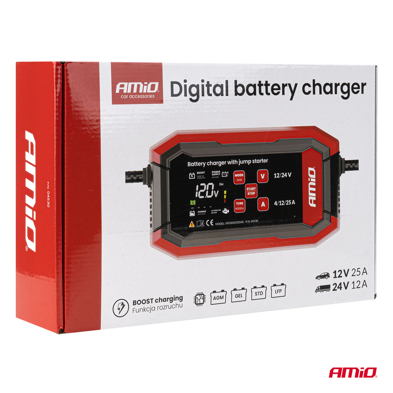 Digitālais 25A akumulatora lādētājs BOOST AGM GEL STD LiFePo4 12/24V PRO AMIO-04530 Digitālais 25A akumulatora lādētājs BOOST AGM GEL STD LiFePo4 12/24V PRO AMIO-04530 - Image 8