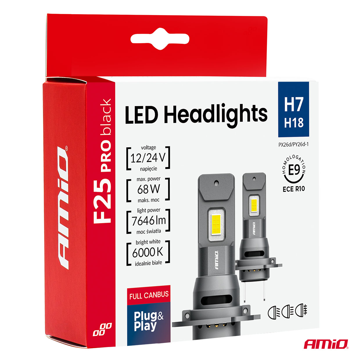 LED H7/H18 68W priekšējie lukturi Sērija F25 PRO MELNI FULL CANBUS 12/24V AMIO-04720 LED H7/H18 68W priekšējie lukturi Sērija F25 PRO MELNI FULL CANBUS 12/24V AMIO-04720 - Image 6