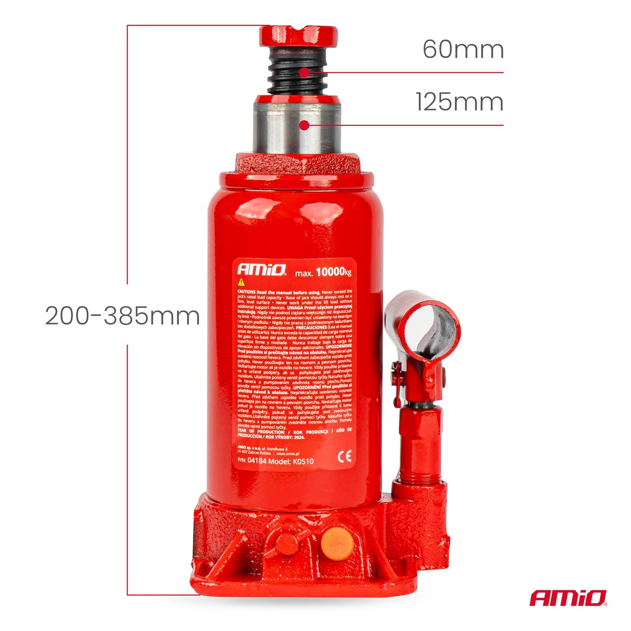 Hidrauliskais domkrats 10T, PVC kaste AMIO-04184 Hidrauliskais domkrats 10T, PVC kaste AMIO-04184 - Image 5