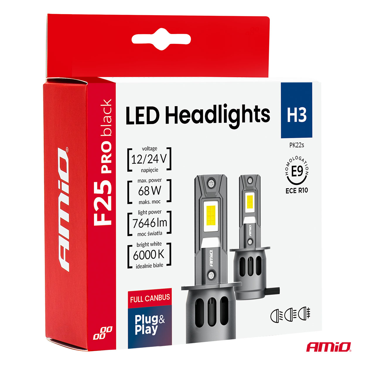 LED priekšējie lukturi sērija F25 PRO MELNI FULL CANBUS H3 68W 12V 24V AMIO-04718 LED priekšējie lukturi sērija F25 PRO MELNI FULL CANBUS H3 68W 12V 24V AMIO-04718 - Image 5