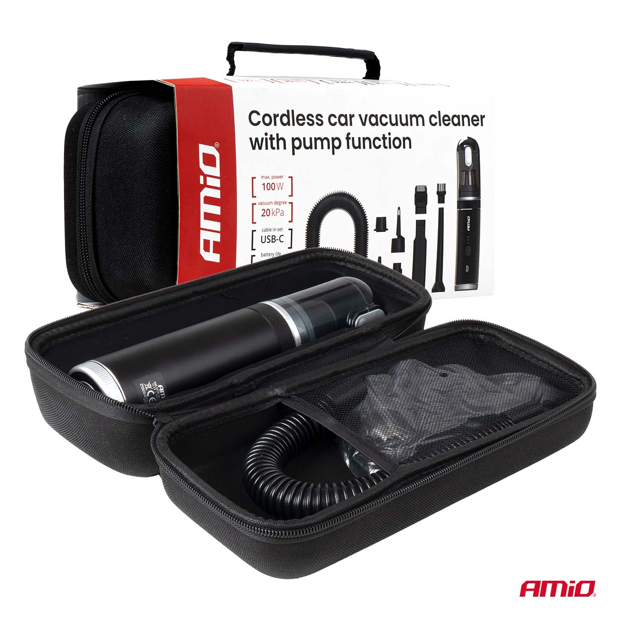 Bezvadu bezsuku automašīnas putekļsūcējs ar sūkņa funkciju 100 W 20 kPa USB-C AMIO-04785 Bezvadu bezsuku automašīnas putekļsūcējs ar sūkņa funkciju 100 W 20 kPa USB-C AMIO-04785 - Image 12