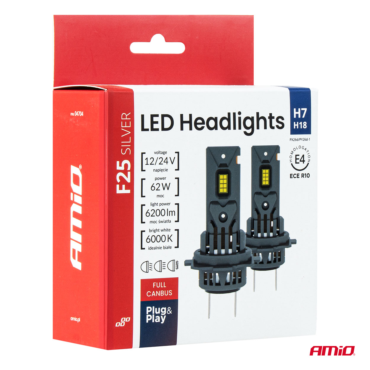 LED H7/H18 priekšējie lukturi Sērija F25 SUDRABI FULL CANBUS 62W 12/24V AMIO-04704 LED H7/H18 priekšējie lukturi Sērija F25 SUDRABI FULL CANBUS 62W 12/24V AMIO-04704 - Image 8
