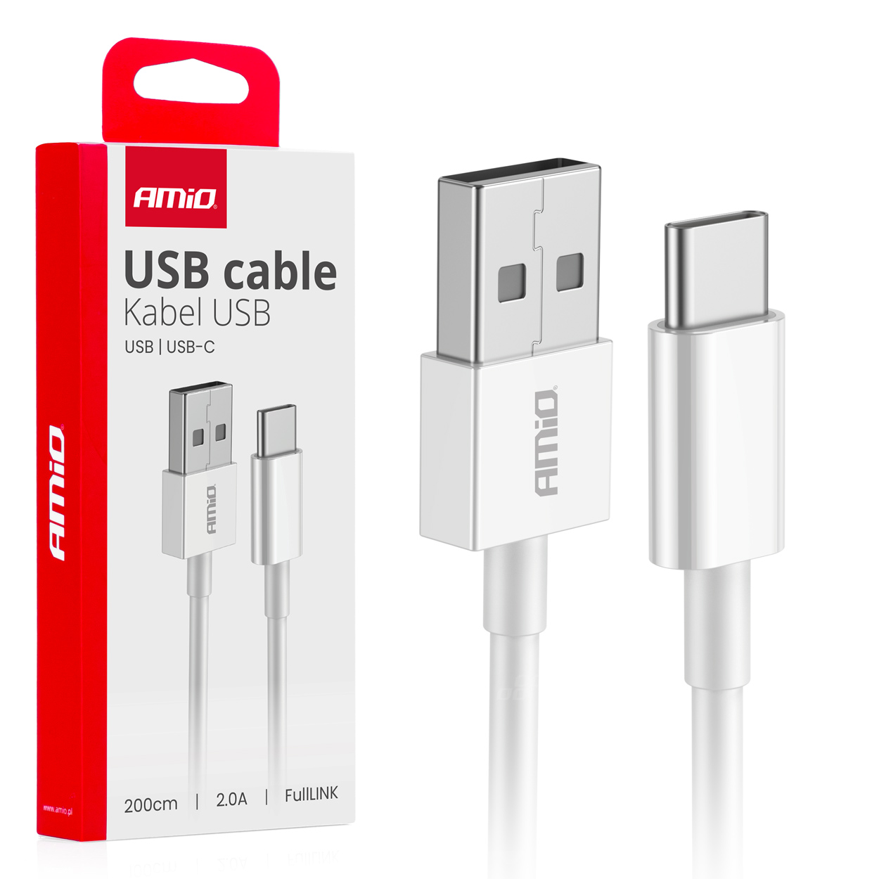 USB uz USB-C kabelis 2A 200cm FullLINK AMIO-03894 USB uz USB-C kabelis 2A 200cm FullLINK AMIO-03894