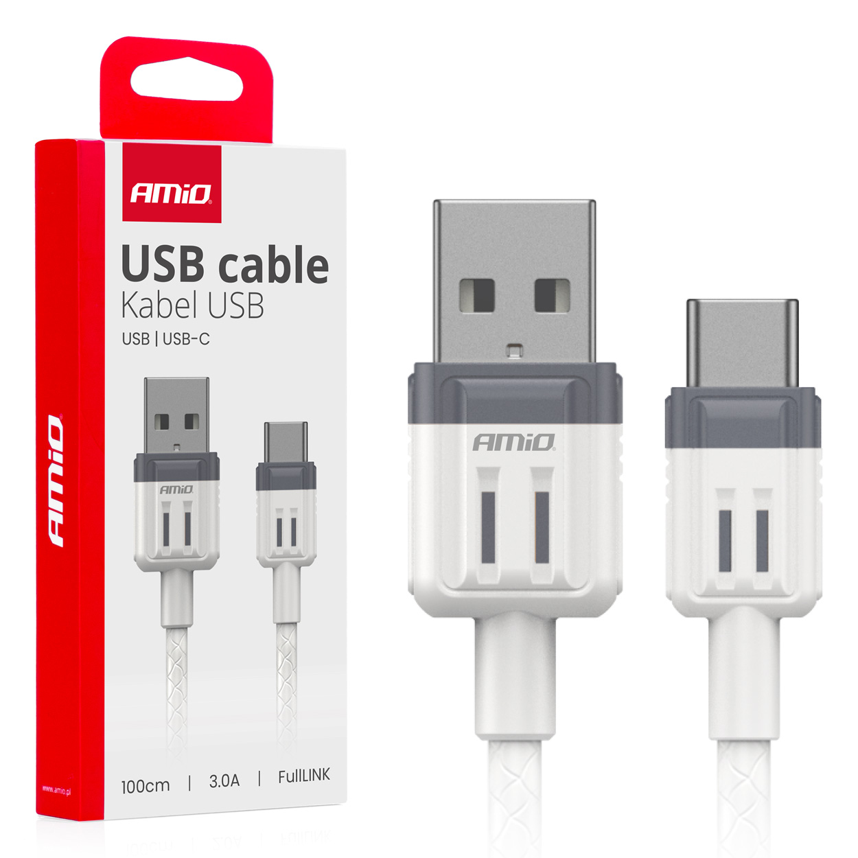 USB uz USB-C kabelis 3A 100cm FullLINK AMIO-03905 USB uz USB-C kabelis 3A 100cm FullLINK AMIO-03905