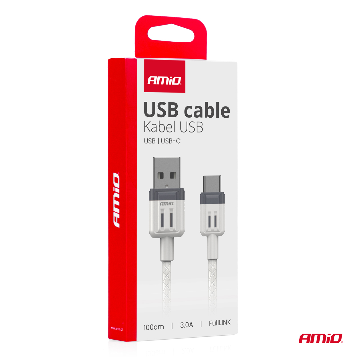 USB uz USB-C kabelis 3A 100cm FullLINK AMIO-03905 USB uz USB-C kabelis 3A 100cm FullLINK AMIO-03905 - Image 3