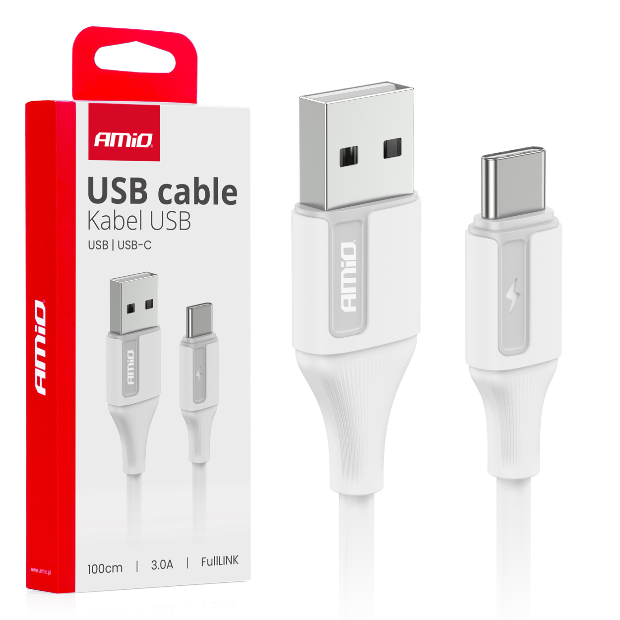 USB uz USB-C kabelis 3A 100cm FullLINK AMIO-03917 USB uz USB-C kabelis 3A 100cm FullLINK AMIO-03917