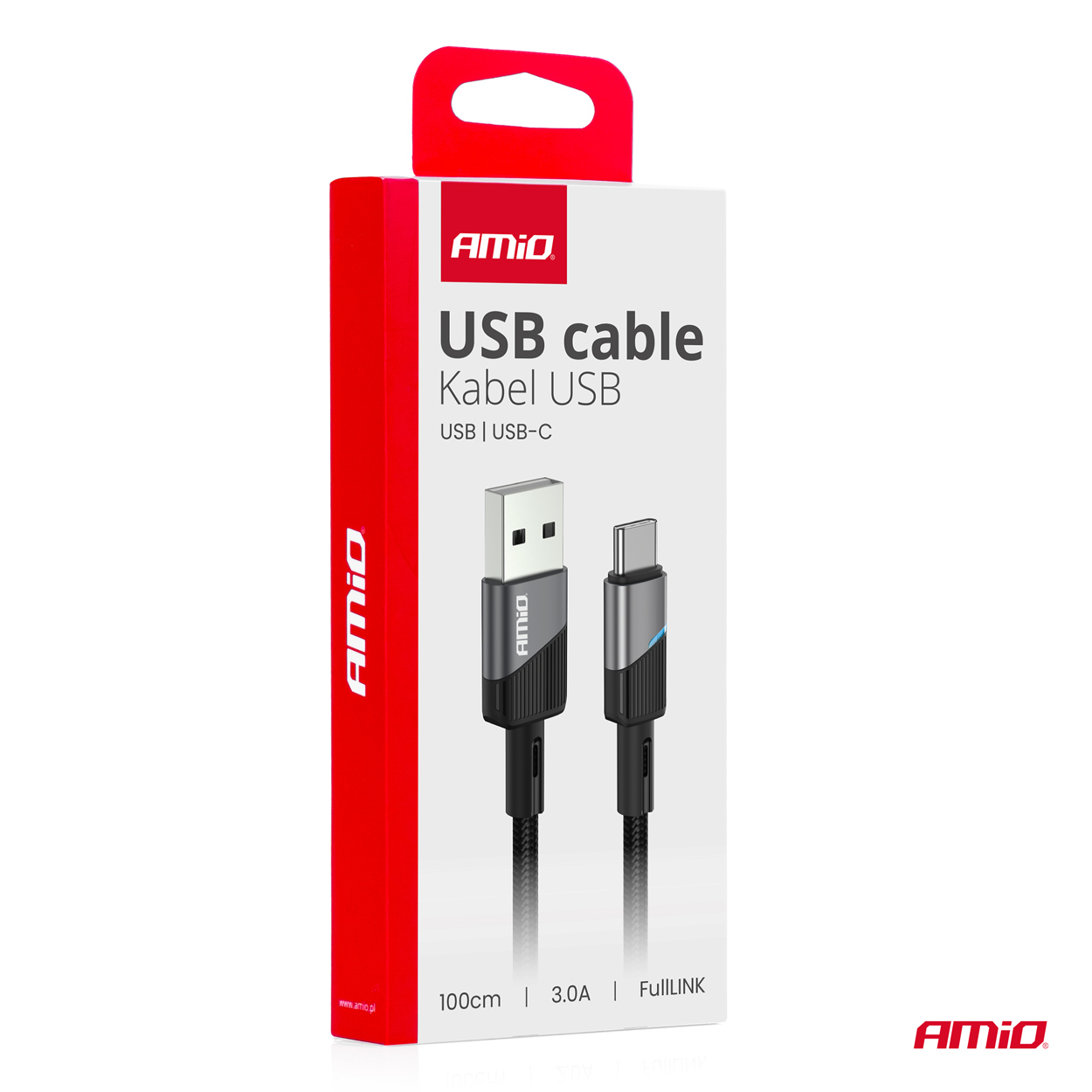 USB uz USB-C kabelis 3A 100cm FullLINK AMIO-03923 USB uz USB-C kabelis 3A 100cm FullLINK AMIO-03923 - Image 4