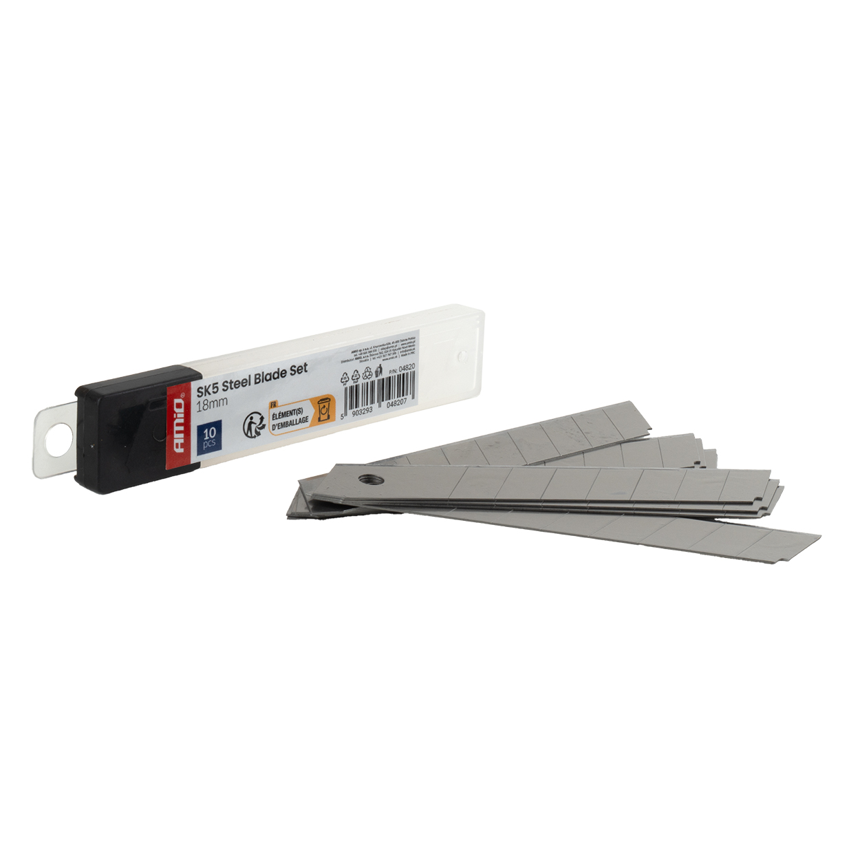 SK5 tērauda asmeņu komplekts 100x18x0,5mm 10 gab. AMIO-04820 SK5 tērauda asmeņu komplekts 100x18x0,5mm 10 gab. AMIO-04820