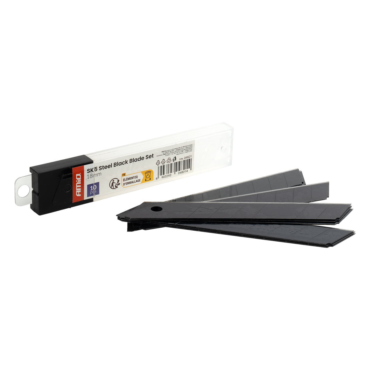 SK5 tērauda melnu asmeņu komplekts 100x18x0,5mm 10 gab. AMIO-04821 SK5 tērauda melnu asmeņu komplekts 100x18x0,5mm 10 gab. AMIO-04821