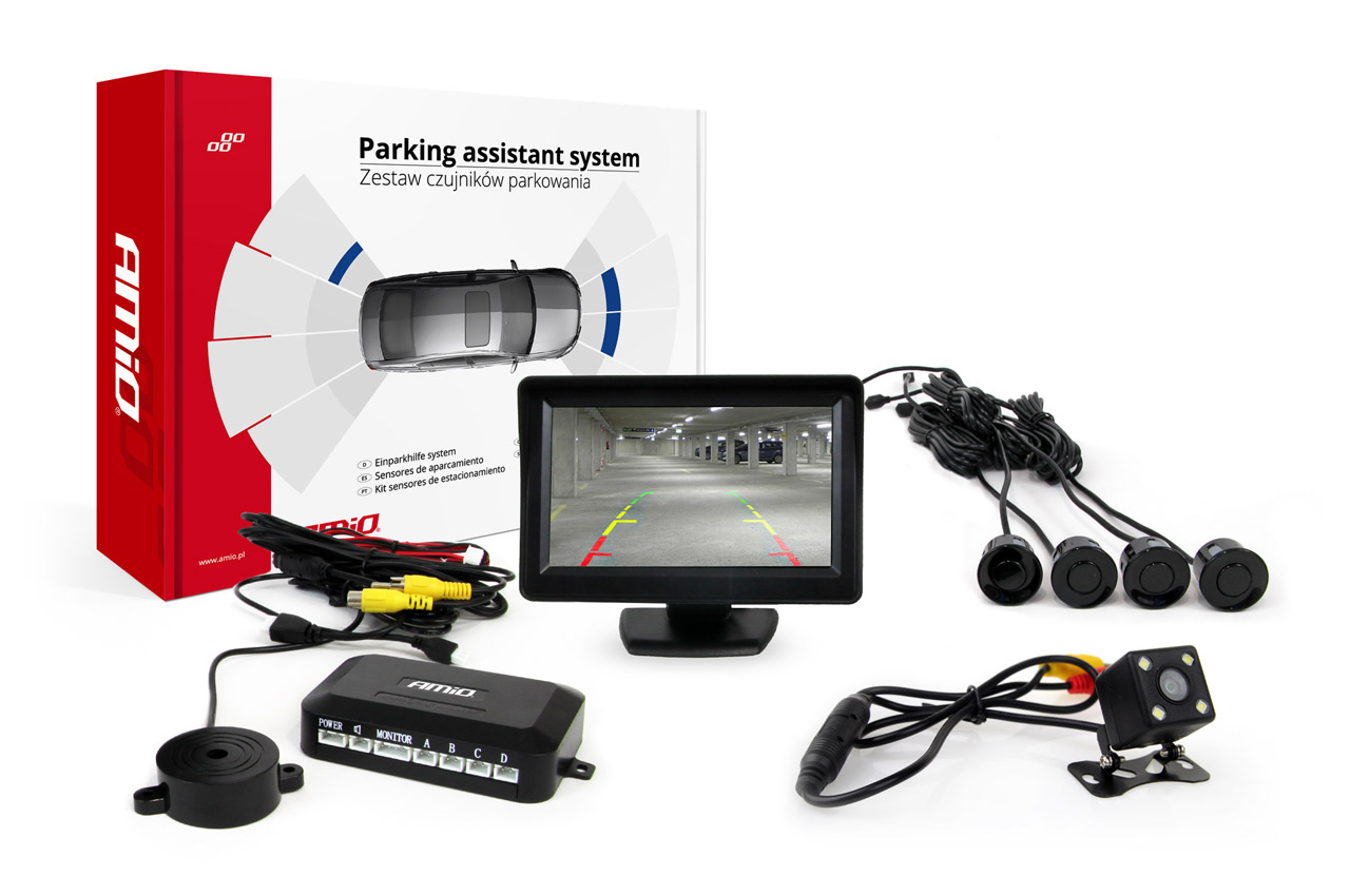 Parkošanās palīgsistēma TFT01 4,3" ar HD 315 LED 4 sensoriem, melna AMIO-01100 Parkošanās palīgsistēma TFT01 4,3" ar HD 315 LED 4 sensoriem, melna AMIO-01100