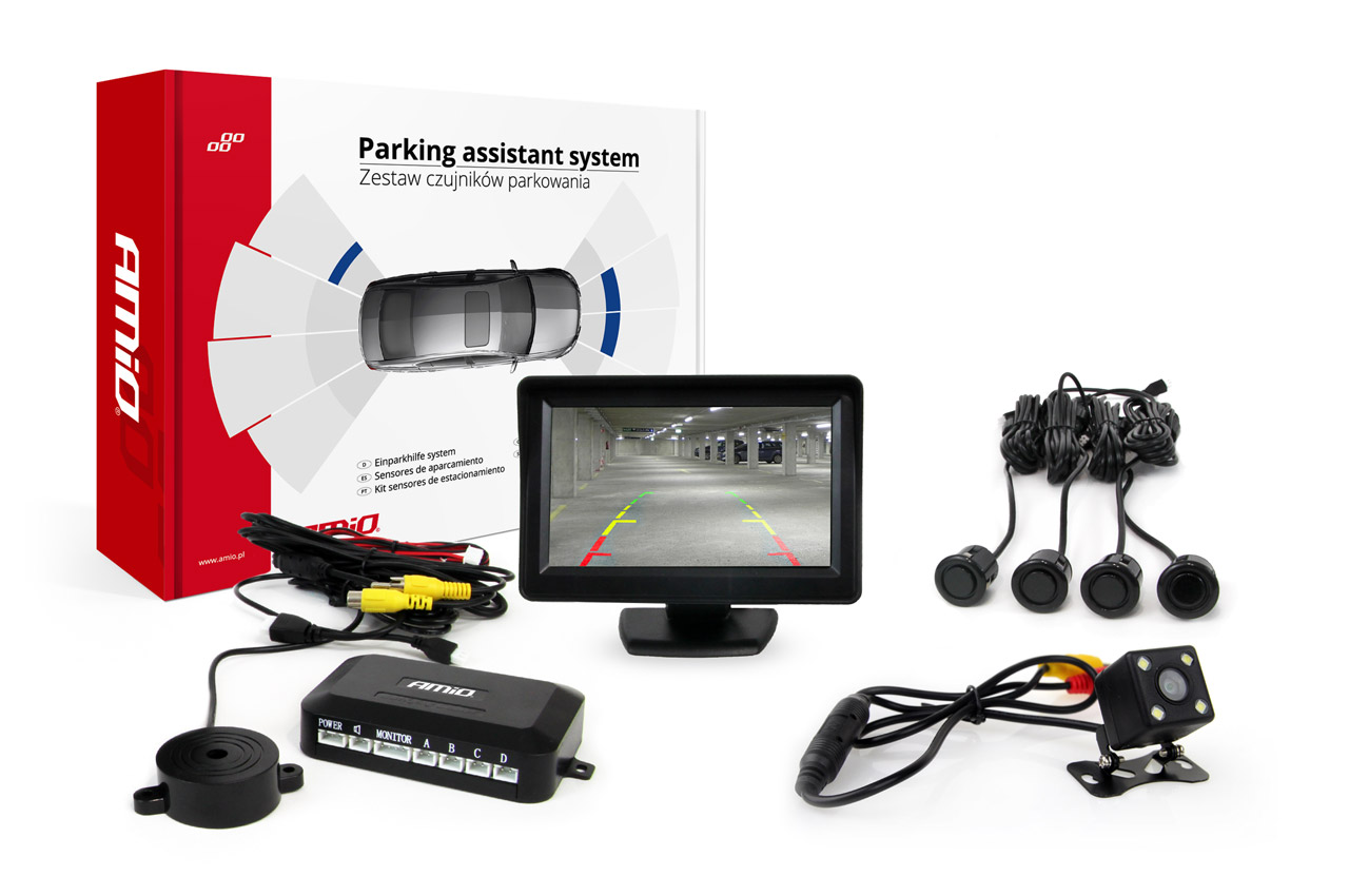 Parkošanās palīgsistēma TFT01 4,3" ar HD 315 LED 4 sensoriem, melna "ZELTA" AMIO-01101 Parkošanās palīgsistēma TFT01 4,3" ar HD 315 LED 4 sensoriem, melna "ZELTA" AMIO-01101