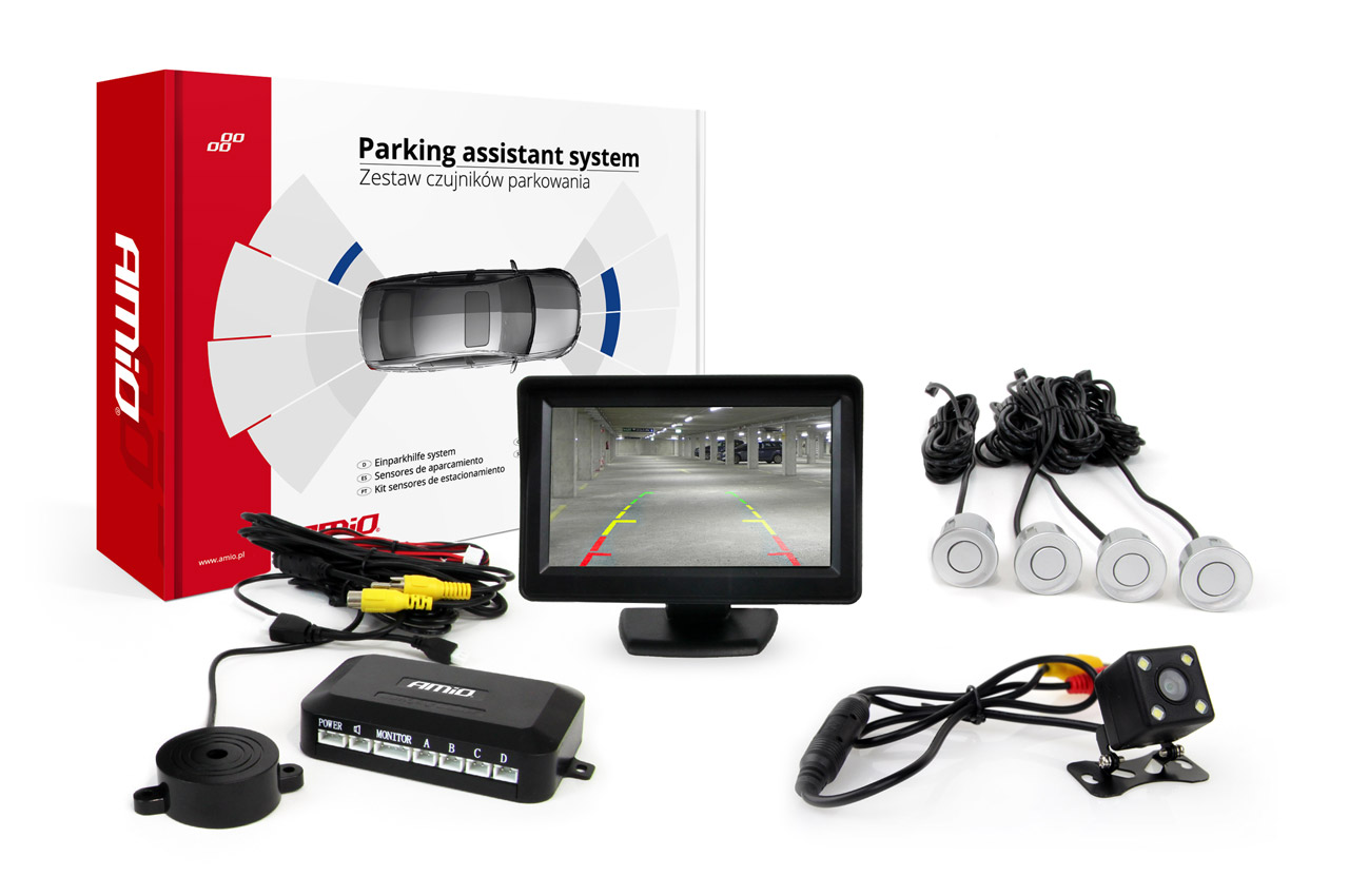 Parkošanās palīgsistēma TFT01 4,3" ar HD 315 LED 4 sensoriem, sudraba krāsā AMIO-01102 Parkošanās palīgsistēma TFT01 4,3" ar HD 315 LED 4 sensoriem, sudraba krāsā AMIO-01102