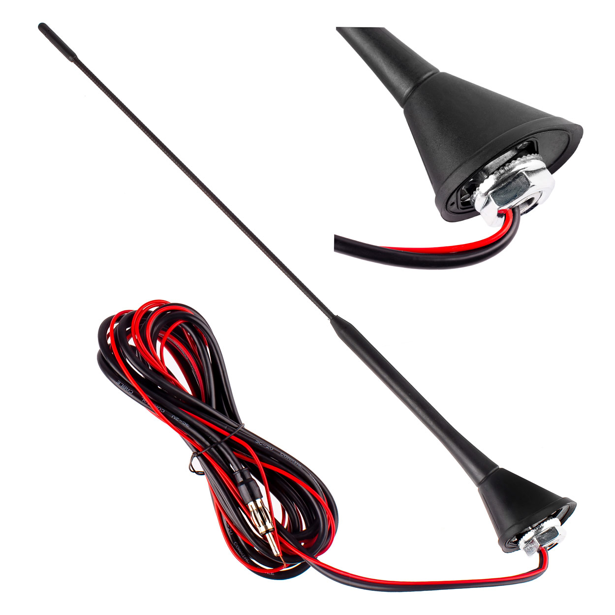 Automašīnas antena 40 cm ar pastiprinātāju ANT08 AMIO-01511 Automašīnas antena 40 cm ar pastiprinātāju ANT08 AMIO-01511