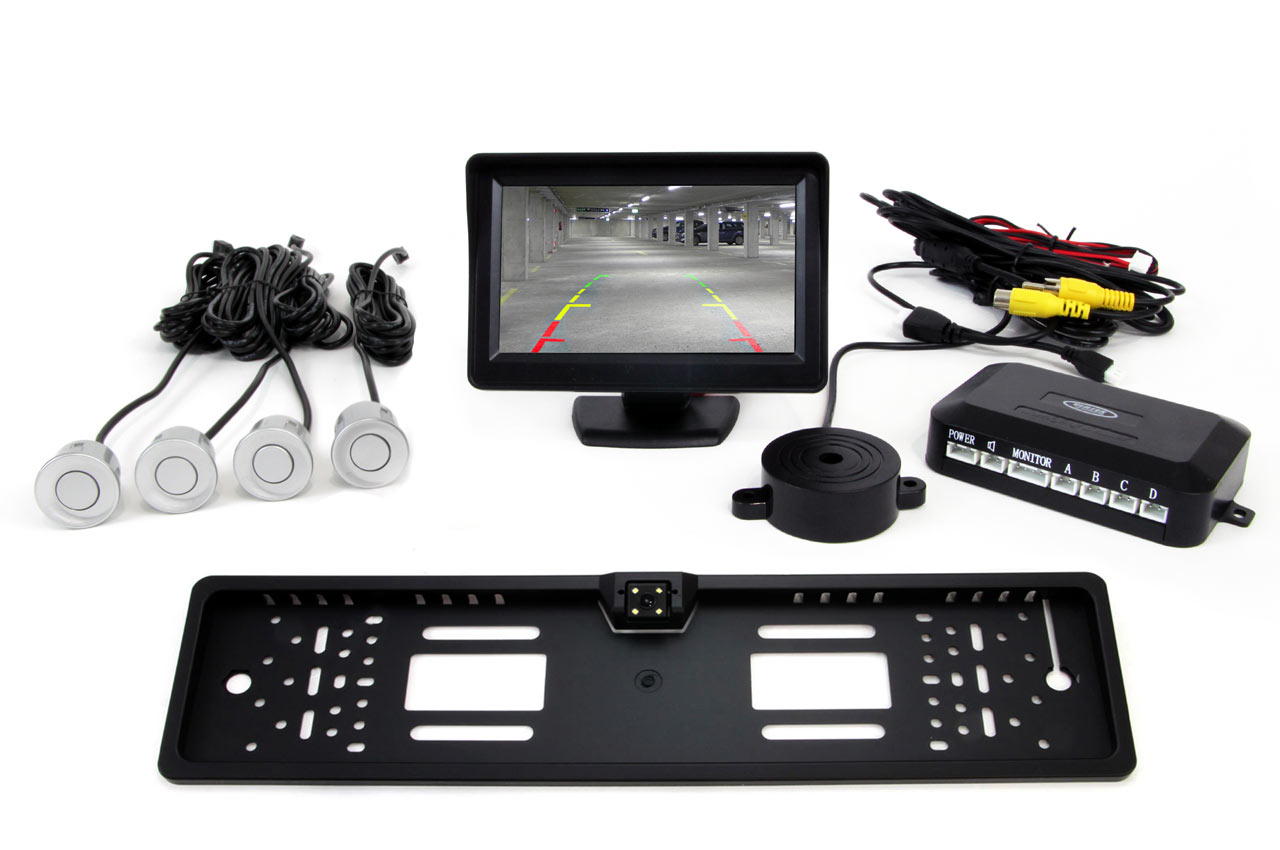 Parkošanās palīgsistēma TFT01 4,3" ar CAM-402 LED 4 sensoriem, sudraba krāsā AMIO-01554 Parkošanās palīgsistēma TFT01 4,3" ar CAM-402 LED 4 sensoriem, sudraba krāsā AMIO-01554