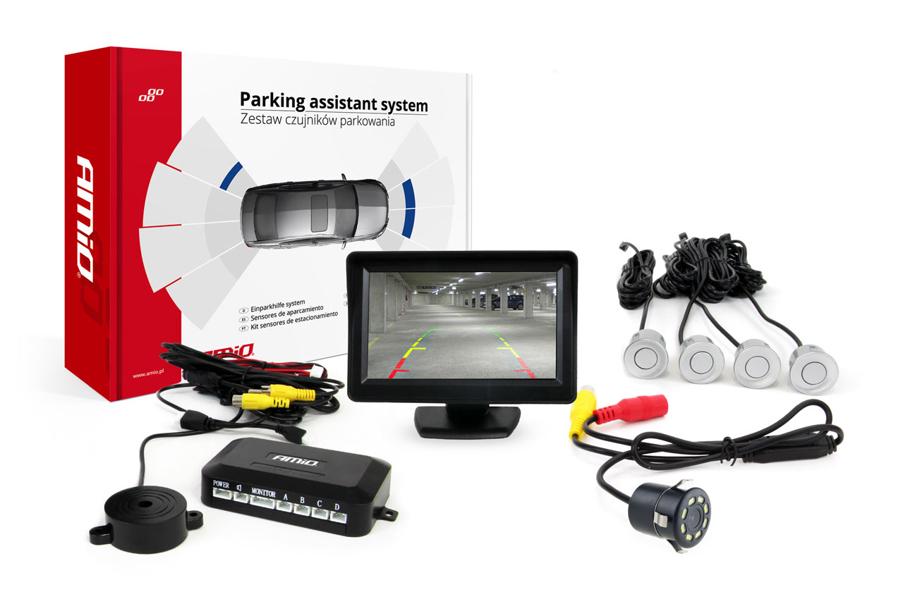 Parkošanās palīgsistēma TFT01 4,3" ar HD 315 LED 4 sensoriem, sudraba krāsā AMIO-01556 Parkošanās palīgsistēma TFT01 4,3" ar HD 315 LED 4 sensoriem, sudraba krāsā AMIO-01556