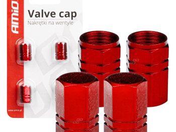 Alumīnija ventiļa vāciņi, 4 gab. sarkani AMIO-02238