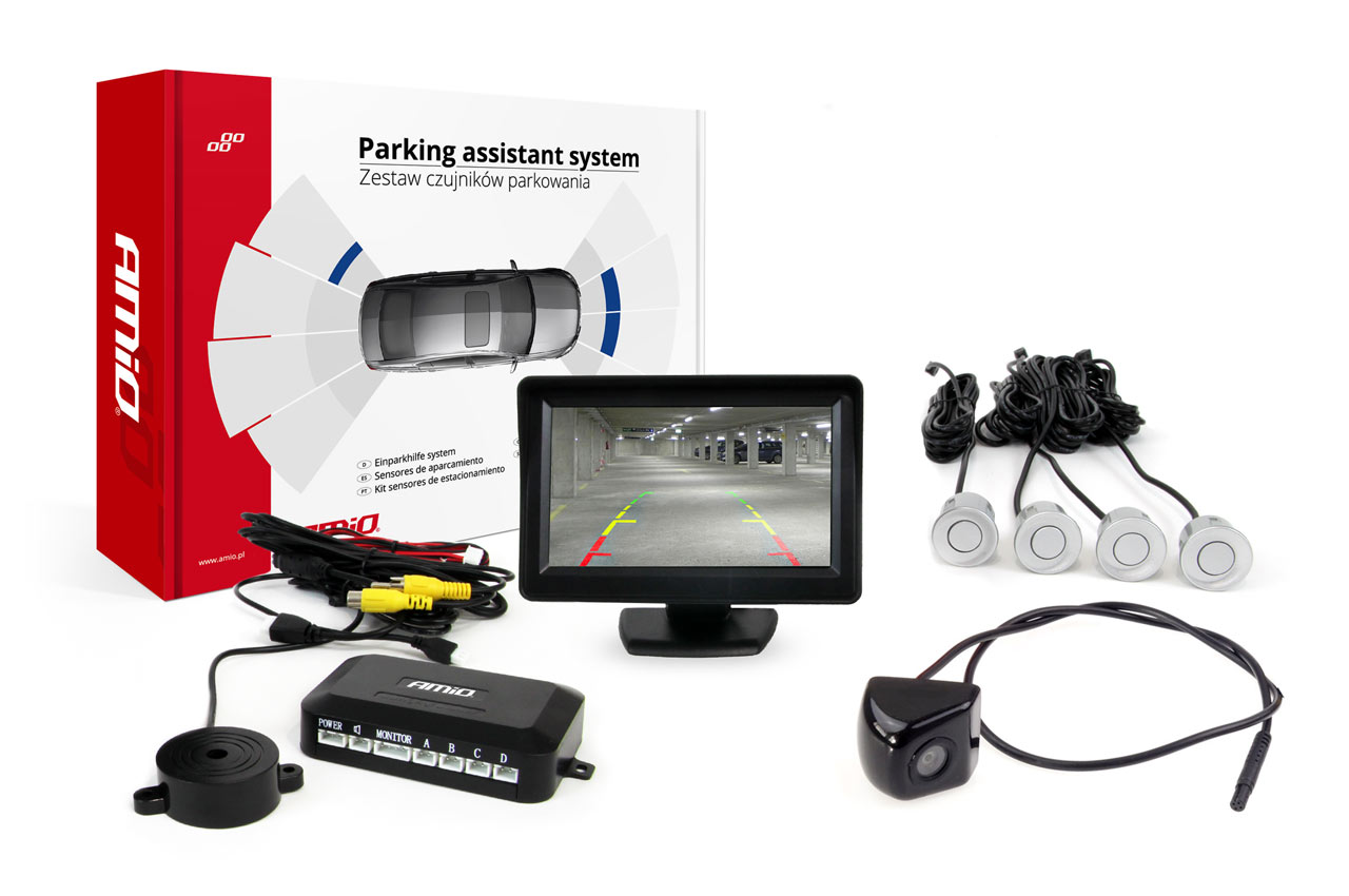 Parkošanās palīgsistēma TFT01 4,3" ar HD-310 4 sensoriem, sudraba krāsā AMIO-02272 Parkošanās palīgsistēma TFT01 4,3" ar HD-310 4 sensoriem, sudraba krāsā AMIO-02272
