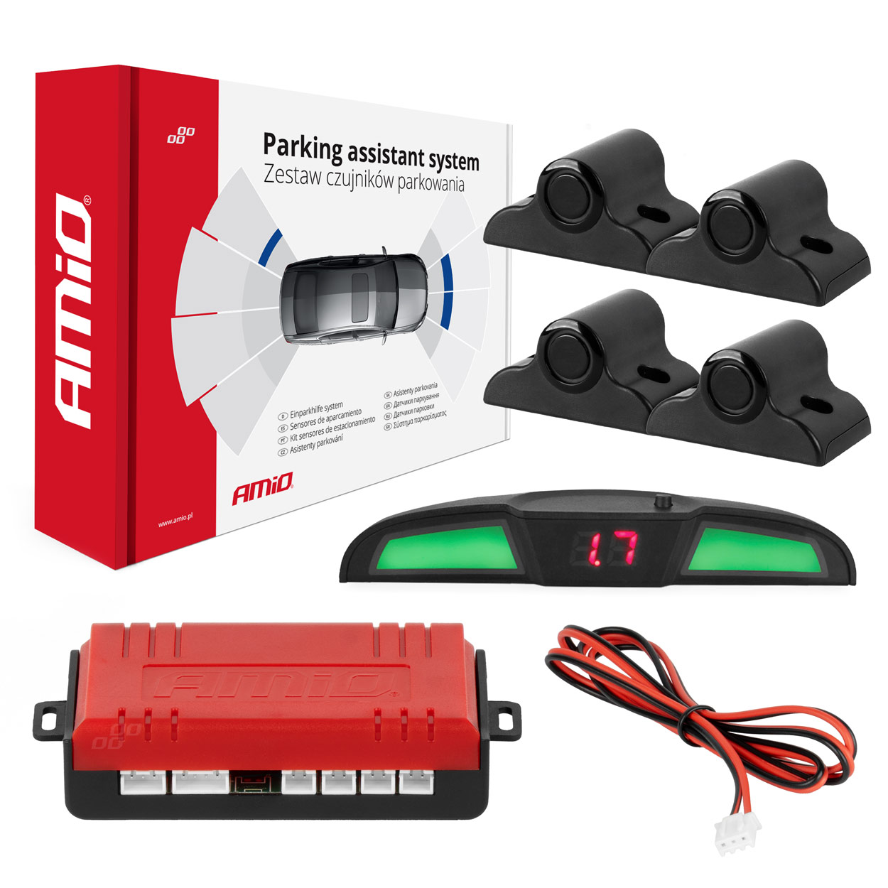 Parkošanās palīgsistēma LED COB 4 sensori melna 19 mm TRUCK AMIO-02286 Parkošanās palīgsistēma LED COB 4 sensori melna 19 mm TRUCK AMIO-02286