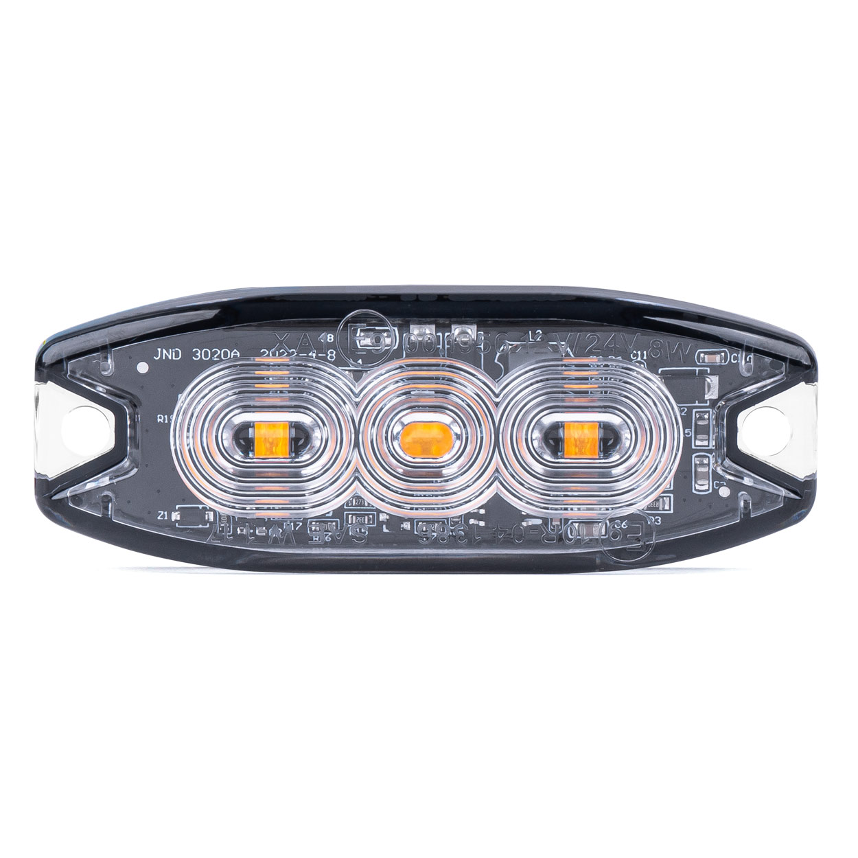 Plāns dzintara grila stiprinājuma lukturītis 3x3W LED R65 R10 12/24V IP67 AMIO-02297 Plāns dzintara grila stiprinājuma lukturītis 3x3W LED R65 R10 12/24V IP67 AMIO-02297